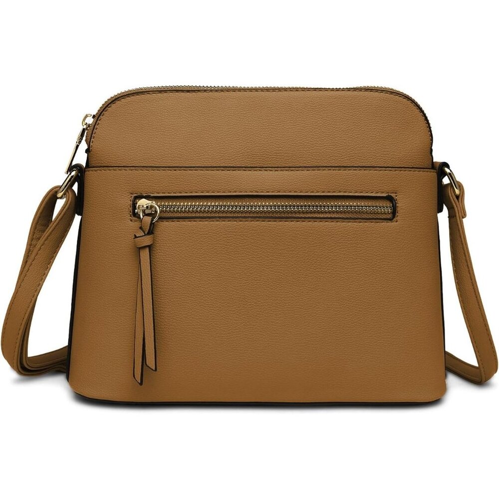 ⚡ Women's Brown Adjustable Shoulder Strap Zipper Pocket Beautiful Crossbody Bag